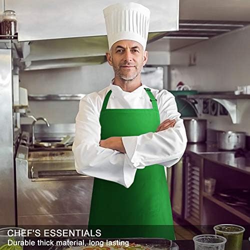 Jubatus 2 Pack Bib Aprons with 2 Pockets Cooking Chef Kitchen Apron for Women Men, Green - Image 4