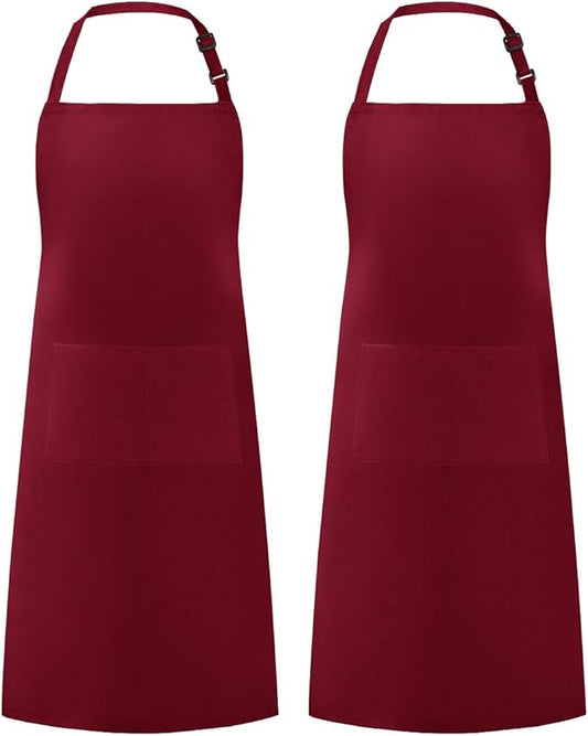 Syntus Apron for Men Women, Adjustable Cooking Kitchen Chef Aprons with 2 Pockets, Cotton/Polycotton/Polyester