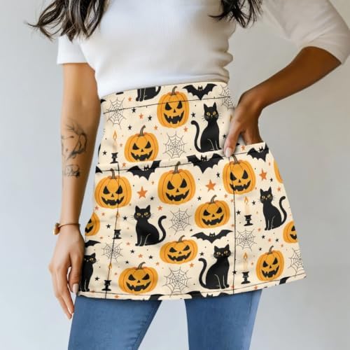 Server Apron with 3 Pockets 13 Inch Short Half Waist Aprons Waterproof Cooking Aprons for Women Men - Image 2