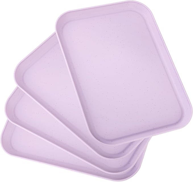 4 Pack Purple Plastic Serving Trays for Party Serving Food - Rectangular, 8.66 by 12 in, Heavy Duty Dessert Trays for Food Erving Platters for Party Tray Decor Veggie,Snack