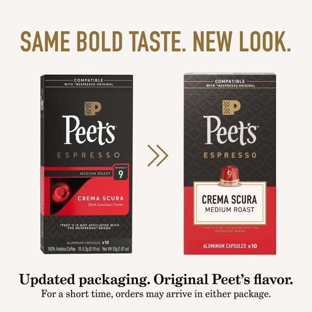 Peet's Coffee, Medium Roast Espresso Capsules Variety Pack, Compatible with Nespresso Original Machine, 100% Arabica Coffee - Intensity 8-9, 40 Count (4 Boxes of 10 Espresso Capsules)