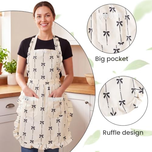 Aoomzoon Cute Aprons for Women with Pockets for Cooking Kitchen Gifts | Adjustable Cross Back Straps Ease Neck Strain, One size Fits Most for Cooking, Grilling and Painting, Gifts for Women - Image 3