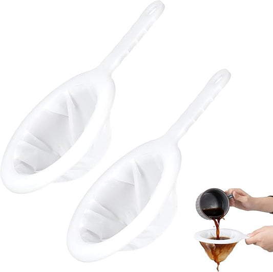 2 Pack Plastic Mesh Strainer with Handle, Mini Nylon Ultra Fine Mesh Sieve Sifter Colander Non-slip Kitchen Food Strainers for Straining Tea, Matcha, Cocktail, Juice and Coffee(120+400mesh)