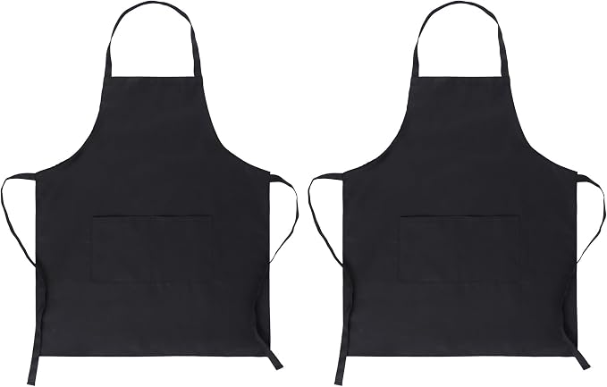 Bib Aprons- Mixed Color Apron with Pockets, for Kitchen Cooking Restaurant BBQ Painting Crafting by MIKIWELL