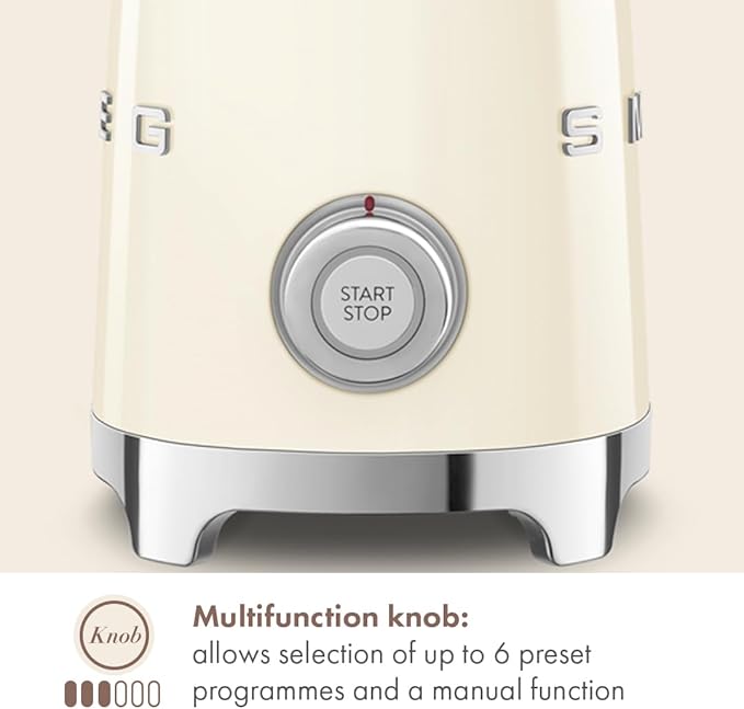 SMEG Retro 50's Style Milk Frother with 2 Disks 6 Preset Programs Hot or Cold Frothing and Induction Heating (Cream)