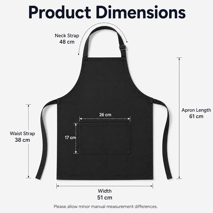 Chef Apron,Cotton Polyester Kitchen Apron with 2Pockets,Adjustable Stain Resistant for Cooking BBQ(1Pcs) - Image 3