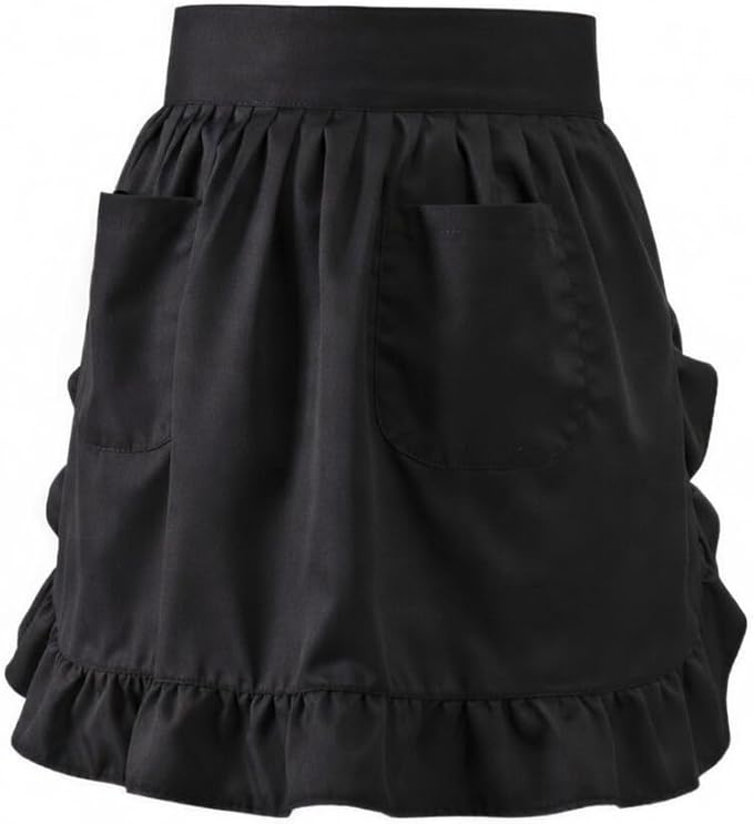 Waist Apron with Pockets Retro Kitchen Cleaning Ruffles Half Apron by LilMents