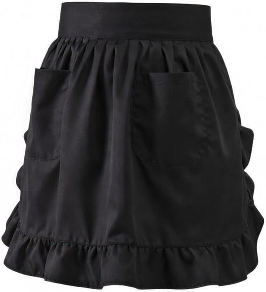 Waist Apron with Pockets Retro Kitchen Cleaning Ruffles Half Apron by LilMents