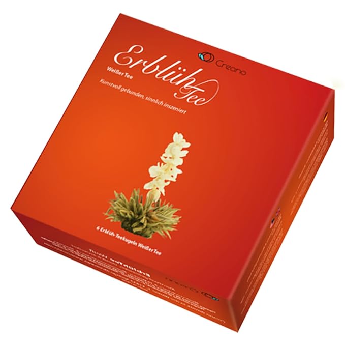 Creano Blooming Tea Sampler in a Classy Gift Box to Try - White Tea - Gift for Women, Mom, Tea Lovers - 6 Pieces (Pack of 1)