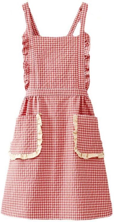 Small Cooking Apron with Pocket, Pinafore Apron Dress for Women, Kitchen Apron Gift for Women, Weight within 140lb by RchleaKry