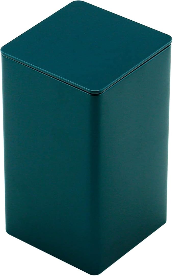 Storage Cube Tin Can Square Empty Metal Box Container Small Steel Canister for Treats, Gifts, Favors, Loose Tea, Coffee and Crafts (1*Large+1*Small, Emerald Green)