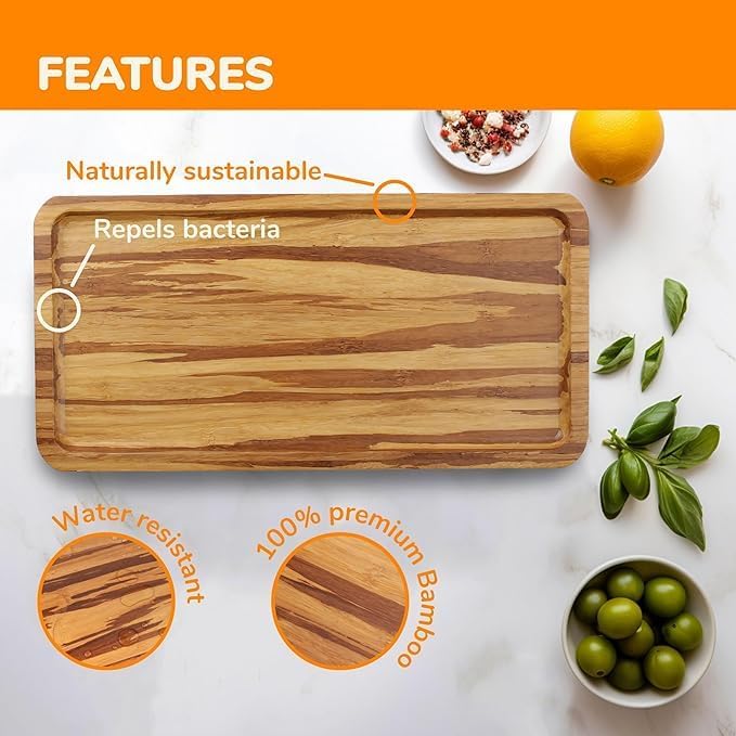 Bamboo Serving Tray - 11" x 5.5" x 0.6" - Tiger Stripe - 30 Trays
