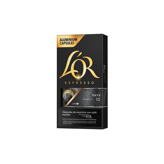 L'OR Espresso Capsules, 10 Count Onyx, Single-Serve Aluminum Coffee Capsules Compatible with the L'OR BARISTA System & *Nespresso Original Machines, 10 Count (Pack of 1)