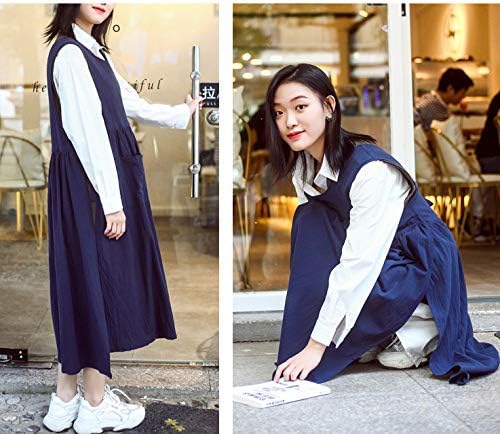Premium Plus Size Apron Adjustable Waistline Bib Apron,Soft Cotton Blend Apron with Pockets (Navy Blue) - Image 3