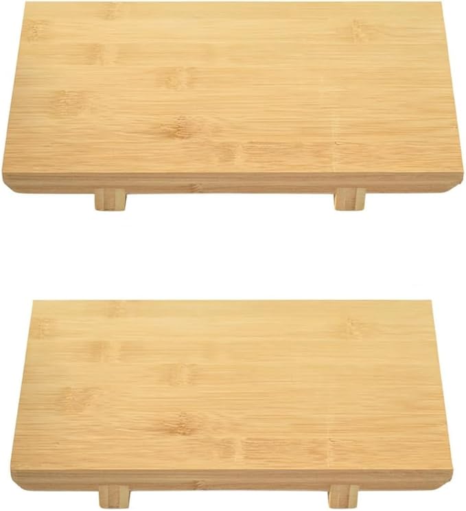 Bamboo Sushi Plate Japanese Style Sushi Serving Tray, Wooden Sushi Board & Sashimi Platter – Natural Eco-Friendly Bamboo Tableware for Sushi Rolls, Nigiri & Appetizers (9.45" × 5.91", Count, 2)