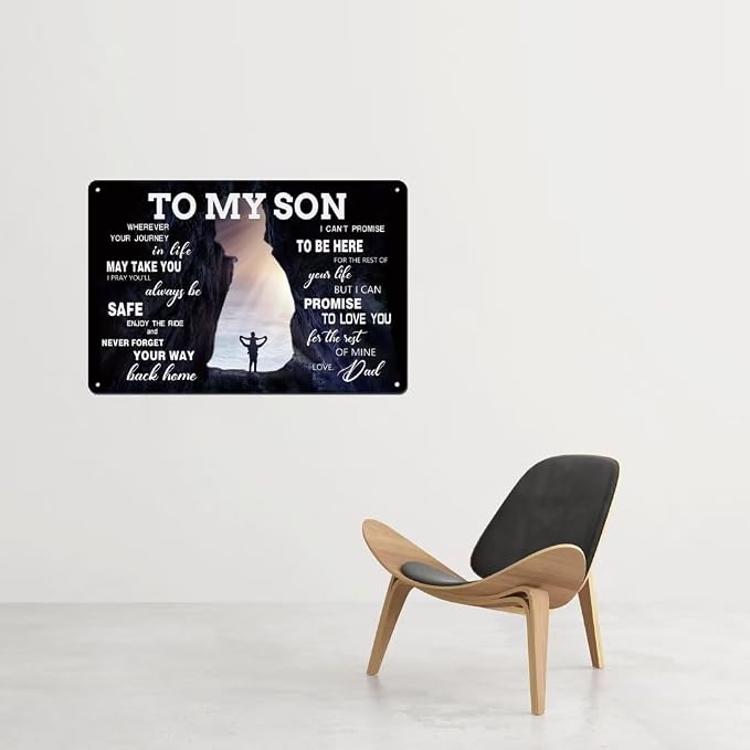 bivrten To My Son Metal Sign Dad Present To Son Sign Family Wall Art Vintage Wall Decor Great Graduation Gift Inspirational Poster Sign 8x12 Inch - Image 6