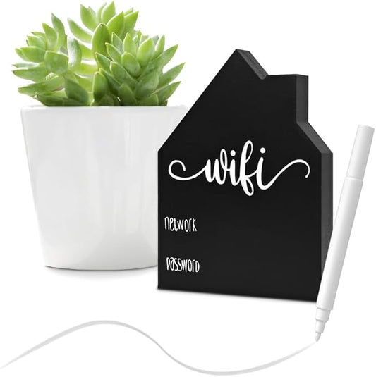 Cute WiFi Password Sign, Wooden WiFi Sign, Tabletop WiFi Board for Guests Restaurant Supermarket Office Home Bar Coffee (5" HX3.74 W Black3)
