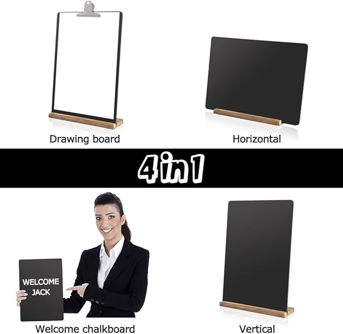 Double-Sided Tabletop Chalkboard Set Wooden Chalkboards Store Signs for Café Menus Retail Signs Event Displays Welcome Messages Bars Weddings (11.8" Hx8.4 W Black5)