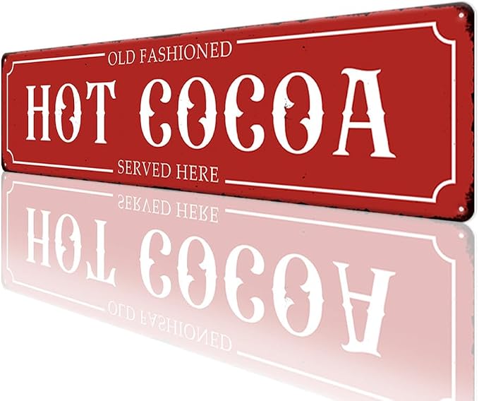 Hot Cocoa Served Here Christmas Metal Sign Vintage Print Art Poster Tin Hanging Plaque for Home Kitchen Patio Yard Office Cafe Coffee Bar Front Door Wall Decor Novelty Gift 16" x 4" - Image 6