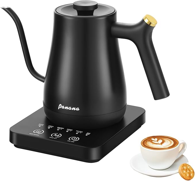 Panana Electrick Kettle, Gooseneck Electric Kettle Temperature Control with LCD Display, Pour Over Coffee Tea Kettle, Fast Heating, Overheat Protection, Memory Function,0.8L