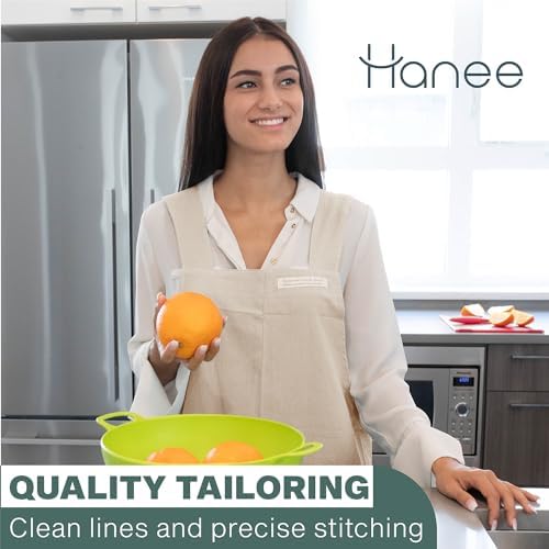 HANEE Cotton Aprons for Women and Men | Cross-Back Apron with Pockets - Image 3
