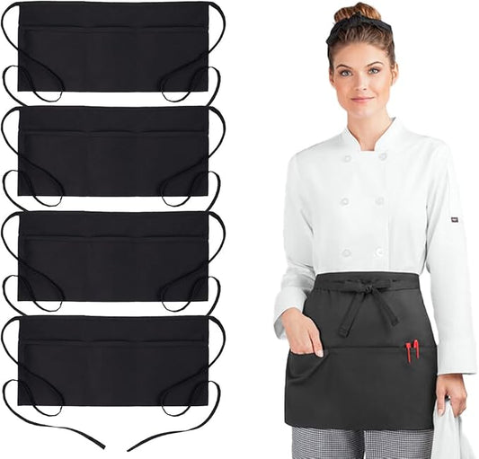 Avalon Kitchen Server Aprons with 3 Pockets, 100% Polyester Waist Apron with Pockets, 24x12 Inche Waitress Apron with Pockets by Avalon+Kitchen