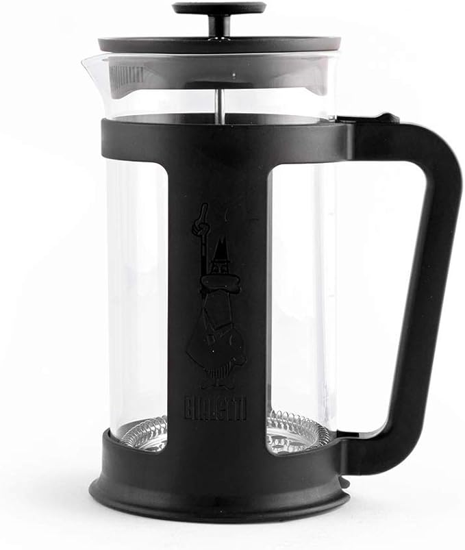 Bialetti Coffee Press Smart, French Press for coffee or tea, borosilicate glass container, dishwasher safe, 1 L - 34 Oz (8-cup), Black