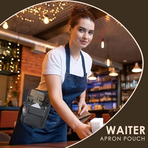 Likesing Server Apron, Serving Apron with Pockets for Waitress, Waiter Waist Tool Pouch Bag with 59'' Adjustable Belt - Image 2