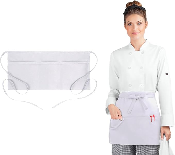 Avalon Kitchen Server Aprons with 3 Pockets, 100% Polyester Waist Apron with Pockets, 24x12 Inche Waitress Apron with Pockets by Avalon+Kitchen