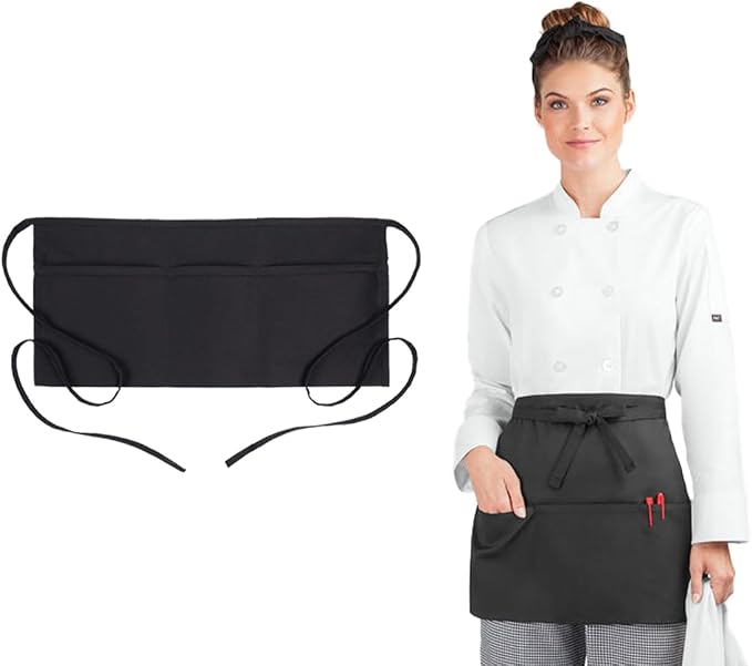 Avalon Kitchen Server Aprons with 3 Pockets, 100% Polyester Waist Apron with Pockets, 24x12 Inche Waitress Apron with Pockets by Avalon+Kitchen
