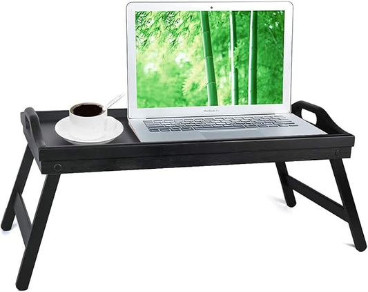 Bed Tray Table with Folding Legs Wooden Serving Breakfast in Bed or Use As a, Platter, TV Table Laptop Computer Tray Snack Tray Large Size