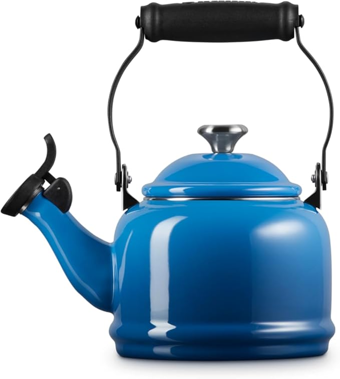 Le Creuset Enamel On Steel Demi Tea Kettle with Metal Finishes, 1.25 qt., Marseille
