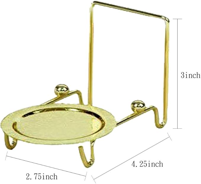 HOHIYA 6 Piece Cup and Saucer Display Stan Decorative Teacup and Coffee Mug Rack Organizer Gold Finish Compact Tabletop Display for China Tea Cups Plates and Dishware