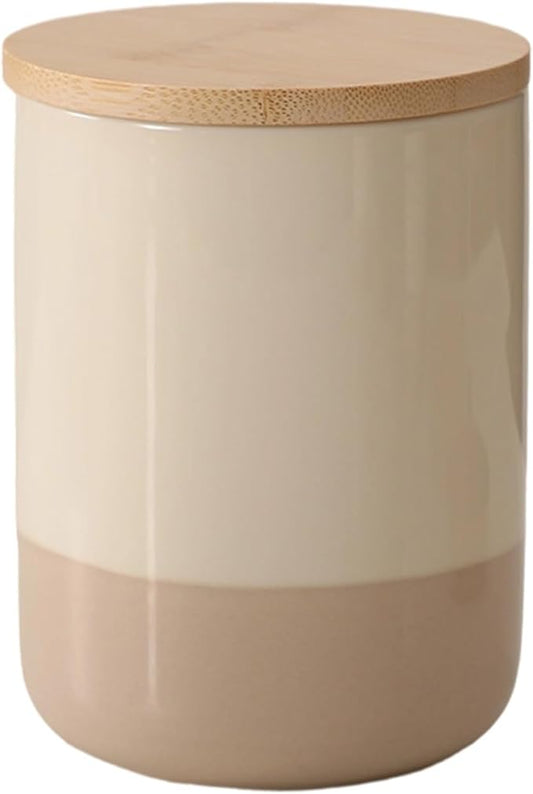 Ceramic Canister with Airtight Seal Lid, Kitchen Canisters for Countertop, Middle Food Storage Jar for Flour, Coffee Bean, Sugar, Tea, Spices and More, Home Decor (800ml/27.05oz)