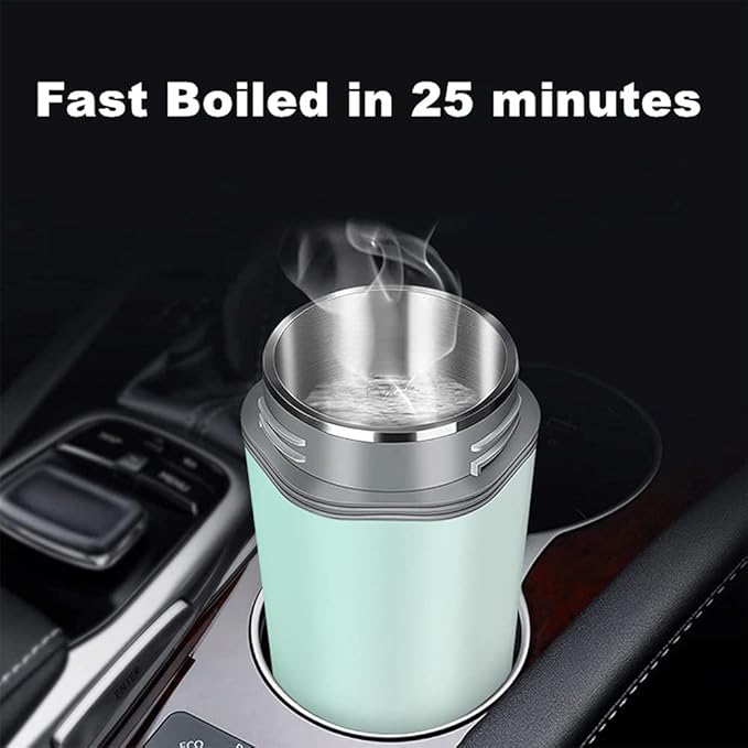 Portable Electric Travel Kettle, 350ml, BPA-Free & Food-Grade 304 Stainless Steel, Heats to 98°C, One-Button Operation & Auto Shut-Off, 12V/7A 80W Car Kettle for Car, Truck, RV