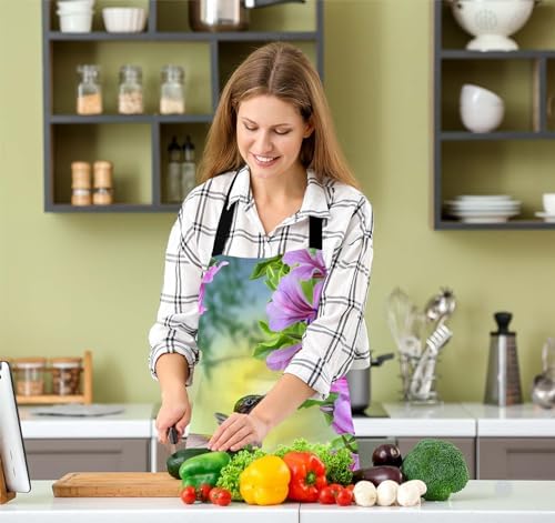 Hummingbird and Pink Flowers Waterproof Apron Kitchen Chef Aprons Bibs for Grooming Cooking Baking Painting Gardening - Image 5