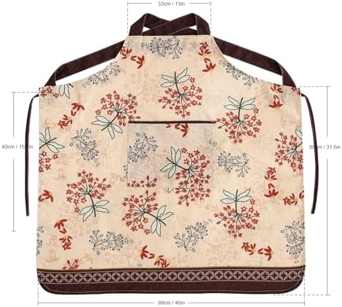 patdrea Blue Floral Linen Apron with Pocket,French Kitchen Garden Chef BBQ Aprons for Women and Men,Crisscross Back Straps - Image 5