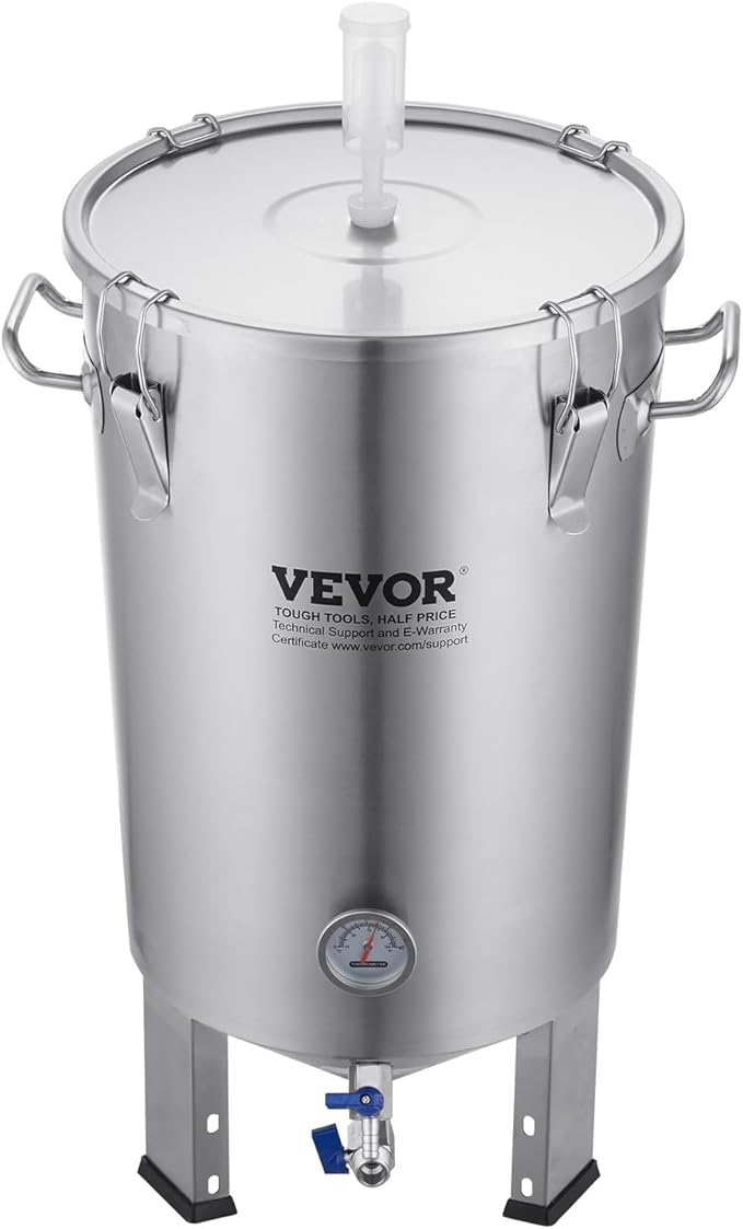 VEVOR Fermentation tank 8 Gallon Stainless Steel Beer Brew Fermentor Brew Bucket Fermentor for Home Brewing with Conical Base Brewing Equipment