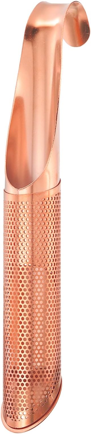 uxcell 1 Pcs Tea Strainer with Fine Mesh, Stainless Steel Tea Steeper, Tea Infuser Stick Pipe with Handle for Loose Leaf Tea, Rose Gold