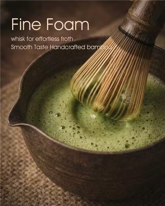 Matcha Whisk, 100-Prong Purple Bamboo Matcha Whisk (Chasen), Handcrafted Japanese Tea Whisk, Easy for Beginners