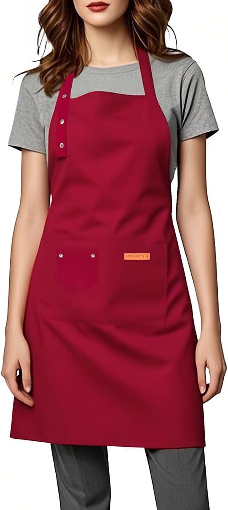 Kitchen Cooking Apron for Women Men Water-Resistant Artist Barista Baking Craft Catering Work Bib with Large Pockets
