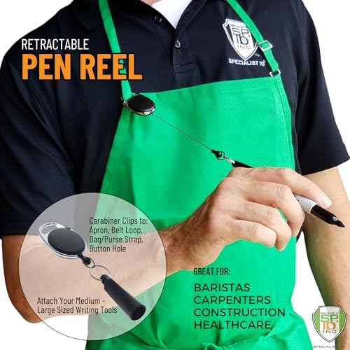 Bulk 25 Pack - Retractable Pen Reel for Thick Markers & Carpenter Pencils - Carabiner Clip for Apron, Belt Loop or Bag Strap - Great Gift for Baristas (Black) - Image 3