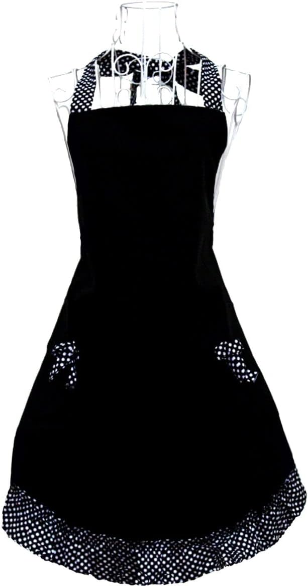 Hyzrz Cute retro Aprons with Pockets for Women Girls Vintage Kitchen Cooking Apron for Mother Gift (Black) by Hyzrz