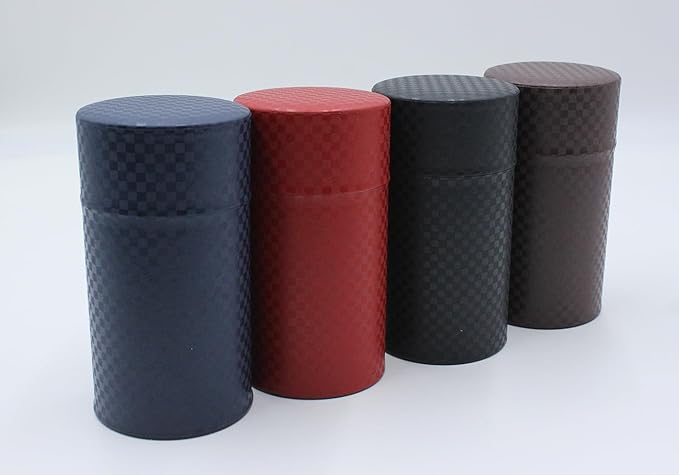 Japanese Pokkan Matcha Coffee Spice Tea Tin Canister Washi Paper Storage with Lid 7.05 oz Capacity (Kuro)