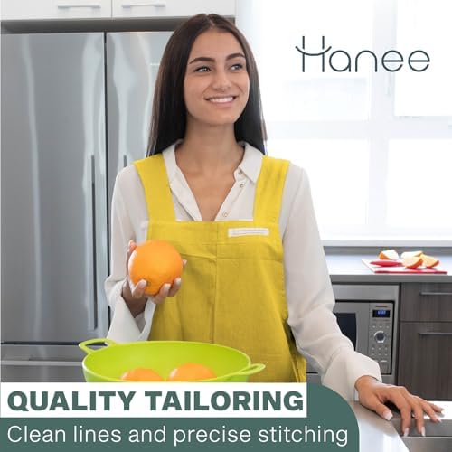 HANEE Cotton Aprons for Women and Men | Cross-Back Apron with Pockets - Image 3
