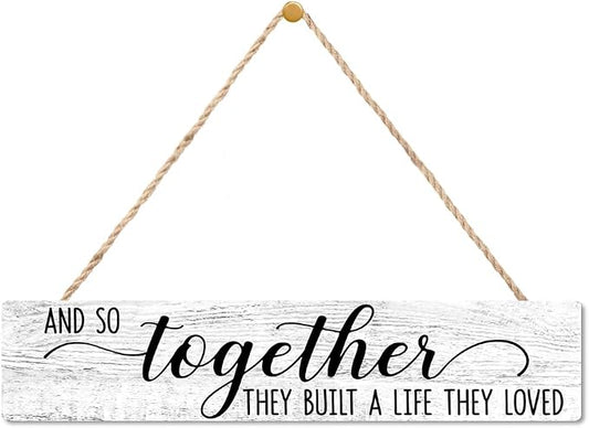 AGMDESIGN And So Together They Built A Life They Loved Wood Sign, Above Bed Wall Decor for Shelf Door, Wooden Plaque for Farmhouse Bedroom Kitchen Entryway, Heartwarming Gifts for Married Couples by Unknown