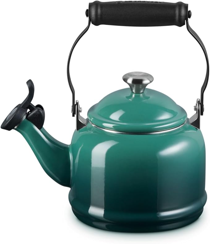 Le Creuset Enamel On Steel Demi Tea Kettle with Metal Finishes, 1.25 qt., Artichaut