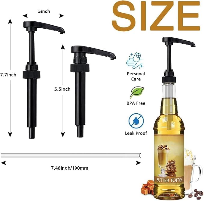 12 Pcs Black Coffee Syrup Pumps, Compatible with 25.4 Oz/750ml Bottles, Great for Home & Coffee Bar Drinking Mixes, Tea, Beverage, Cocktails, Plus Spoons - Image 3
