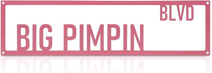 Metal Wall Art Decor Big Pimpin Blvd Metal Signs Street Sign with Letter Gift for Women Pink Room 16 x 4 Inches by Unknown