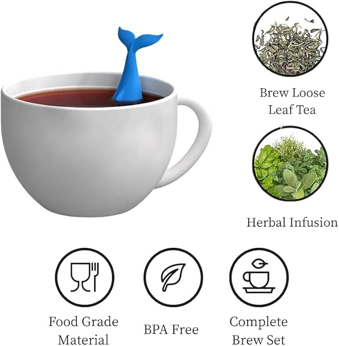 Tea Infuser,Whale Filter Diffuser Loose Tea Silicone Strainer for Different Mugs and Leaves